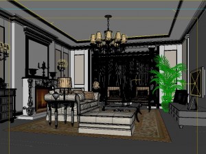 fashionable concise european living room 1716 3D 模型