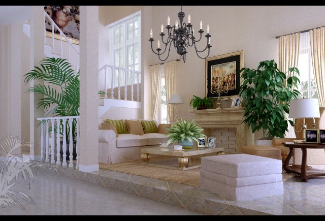 style concise european living room 1721 Model 3D .c4d .max .obj .3ds .fbx .stl .blend 