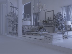 style concise european living room 1721 Model 3D