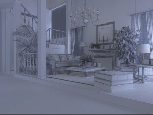 style concise european living room 1721 3D Model