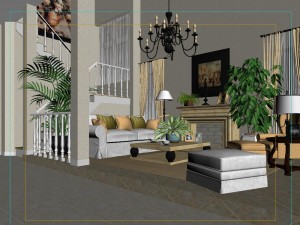 style concise european living room 1721 Model 3D
