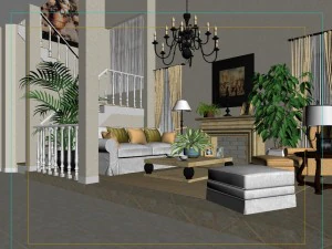 style concise european living room 1721 3D Model