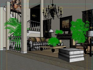 style concise european living room 1721 Model 3D