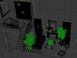 style concise european living room 1721 Model 3D