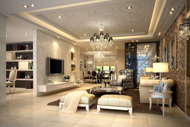 style concise european living room 1723 3D Модель .c4d .max .obj .3ds .fbx .stl .blend 