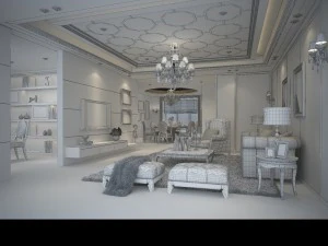 style concise european living room 1723 3D Model