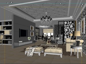 style concise european living room 1723 3D Модель