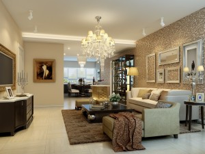 fashionable concise european living room 1724 3D Model