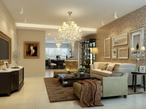 ファッショナブルで簡潔なヨーロッパのリビング ルーム 1724 3Dモデル