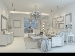 fashionable concise european living room 1724 3D-Modell
