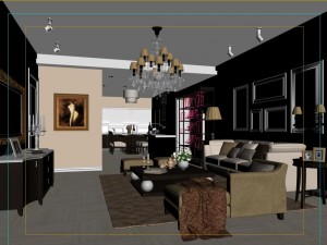 fashionable concise european living room 1724 3D-Modell