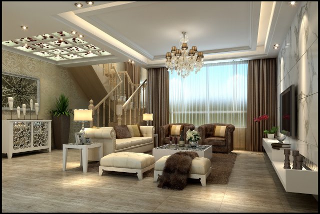 style concise european living room 1725 Modèle 3D .c4d .max .obj .3ds .fbx .stl .blend 