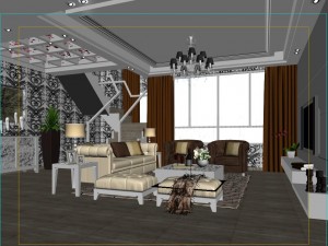 style concise european living room 1725 Modèle 3D