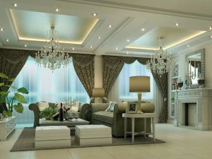 Modisches und pr&auml;gnantes europ&auml;isches Wohnzimmer 1726 3D Modell