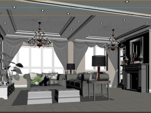 fashionable and concise european living room 1726 3D Модель