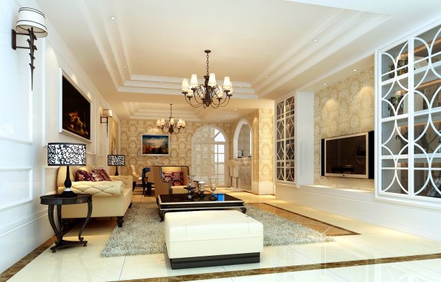 style concise european living room 1772 3D 모델 .c4d .max .obj .3ds .fbx .stl .blend 