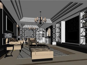 style concise european living room 1772 3D 모델