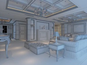 style concise european living room 1773 3D Model