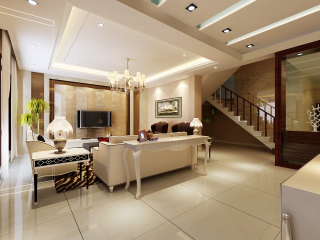 fashionable and concise european living room 1782 3D Модель .c4d .max .obj .3ds .fbx .stl .blend 