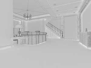 fashionable and concise european living room 1782 3D Модель