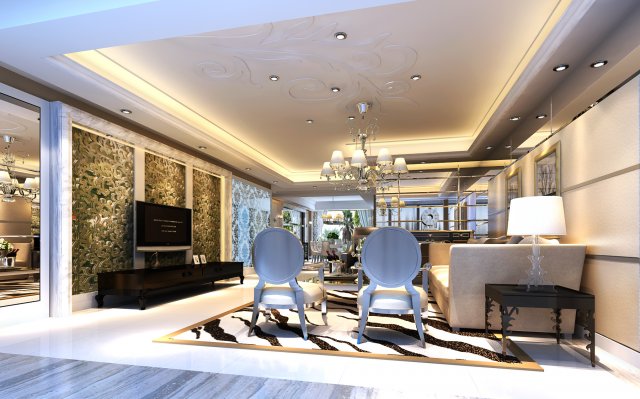 fashionable and concise european living room 1786 Modello 3D .c4d .max .obj .3ds .fbx .stl .blend 
