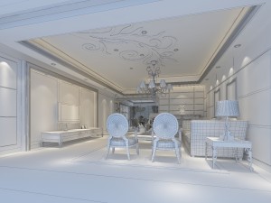 fashionable and concise european living room 1786 Modello 3D