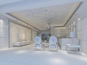 fashionable and concise european living room 1786 3D Model