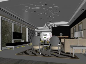 fashionable and concise european living room 1786 3D Model