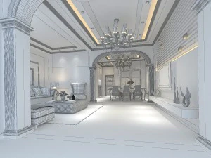 style concise european living room 1794 3D Model