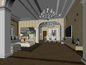 style concise european living room 1794 3D Model