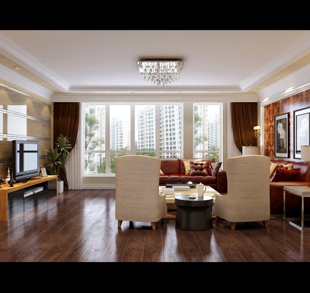 fashionable concise european living room 5102 3D 模型 .c4d .max .obj .3ds .fbx .stl .blend 
