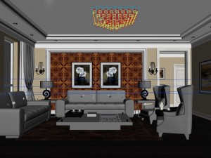 fashionable concise european living room 5102 3D 模型