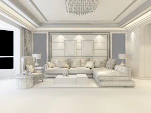fashionable concise european living room 5103 3D Model