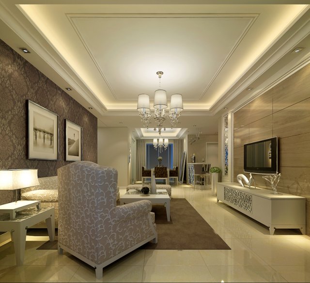 fashionable concise european living room 5129 3D Модель .c4d .max .obj .3ds .fbx .stl .blend 