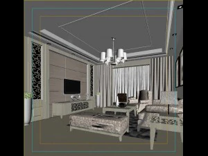fashionable concise european living room 5129 3D Model
