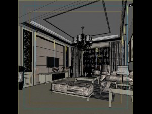fashionable concise european living room 5129 3D Модель