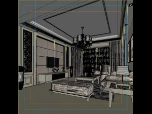 fashionable concise european living room 5129 3D Model