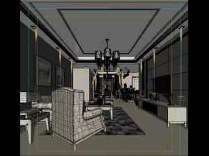 fashionable concise european living room 5129 3D Модель