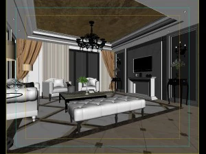 fashionable concise european living room 5164 3D Model