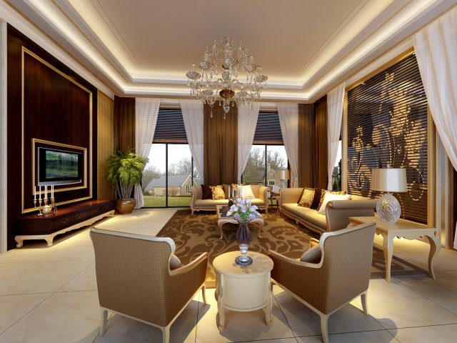 fashionable concise european living room 5165 3D Model .c4d .max .obj .3ds .fbx .stl .blend 