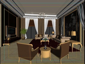 fashionable concise european living room 5165 3D Model