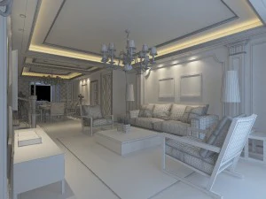 style concise european living room 1749 3D Model