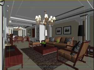 style concise european living room 1749 3D Model