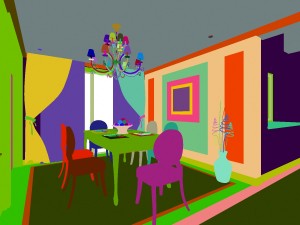 style concise european living room restaurant 1757 3D 模型