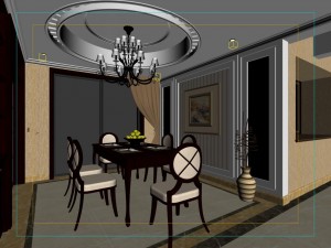 style concise european living room restaurant 1757 3D 模型