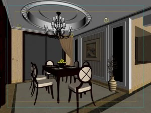 style concise european living room restaurant 1757 3D Model