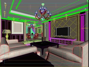style concise european living room restaurant 1757 3D 模型