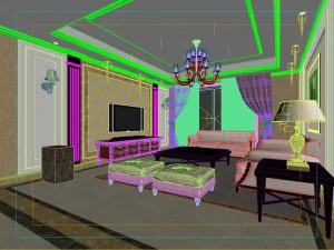 style concise european living room restaurant 1757 3D Model
