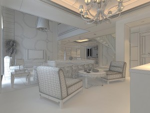 style concise european living room restaurant 1758 3D 模型