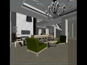 style concise european living room restaurant 1758 3D 模型
